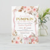 Boho Coquette Pink Pumpkin Baby Dusche Einladung (Stehend Vorderseite)
