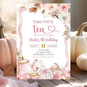 Boho Coquette Pink Time VIER Tee Geburtstag Einladung