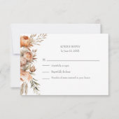 Boho Coral and Peach Dry Blume Wedding RSVP Card Dankeskarte (Vorderseite)