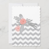 Boho Coral Navy Gray Zickzack Typografy Wedding Einladung (Rückseite)