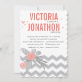 Boho Coral Navy Gray Zickzack Typografy Wedding Einladung (Vorderseite)
