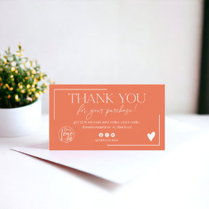 Boho coral orange Drehbuch Ordnung danke Visitenkarte