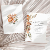 Boho Coral und Peach Dry Blume Hochzeit