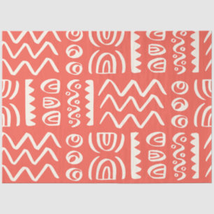 Boho Coral White Gemustert Decoupage Seidenpapier