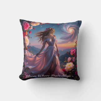 Boho Cosmic Bloom Blaue Kissen Frauen Serene no1