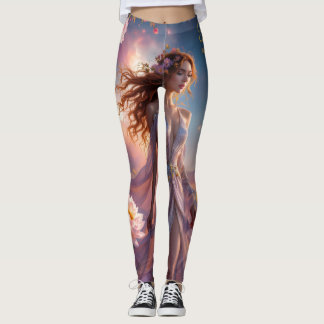  Boho Cosmic Bloom Pink Leggings Women No2Ethereal
