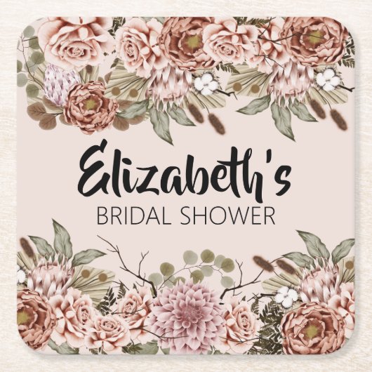 Boho Cotattcore Gezaubertes Hochzeitthema maßgesch Rechteckiger Pappuntersetzer (Vorderseite)