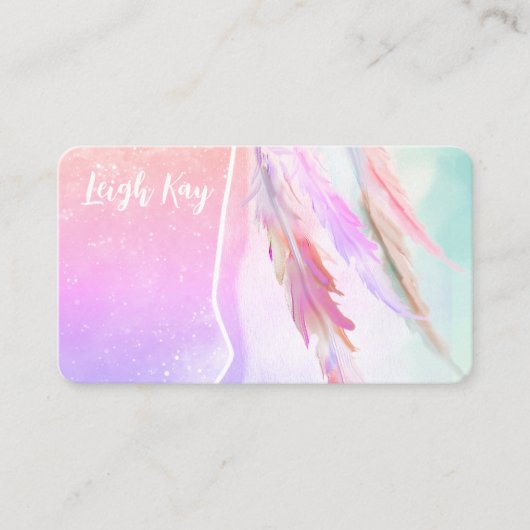 Boho Cottage Shabby Chic Feathers Business Card Visitenkarte (Vorderseite)