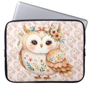 Boho Cottagecore-Eule Floral Farmcore-Charm Laptopschutzhülle