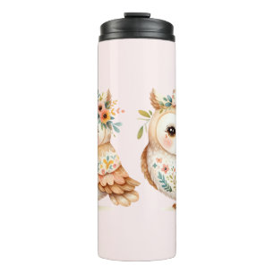 Boho Cottagecore-Eule Floral Farmcore-Charm Thermosbecher
