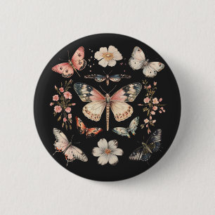 Boho Cottagecore Monarch Butterfly Button