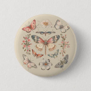 Boho Cottagecore Monarch Butterfly Button