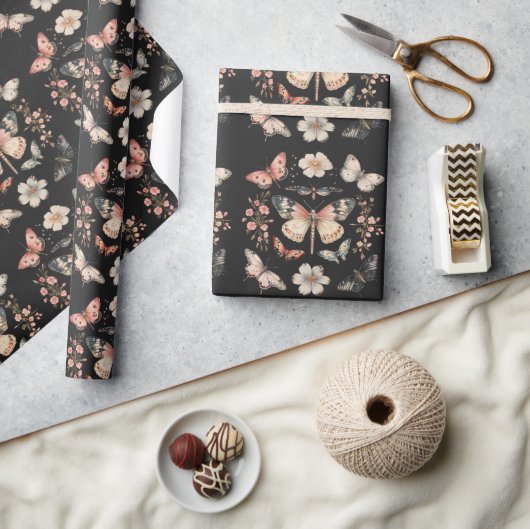 Boho Cottagecore Monarch Butterfly Geschenkpapier (Kunsthandwerk)
