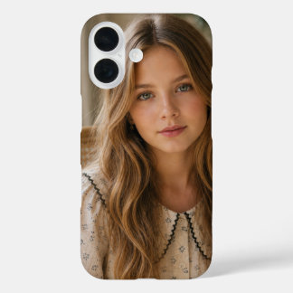 Boho Cottagecore Soft Ästhetisches Mädchenporträt iPhone 16 Hülle