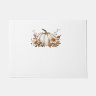Boho Cottagecore Weißer Pumpkin mit Autumn Florals Fußmatte