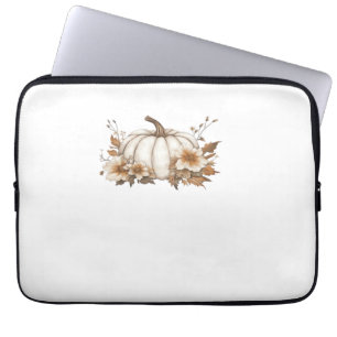 Boho Cottagecore Weißer Pumpkin mit Autumn Florals Laptopschutzhülle