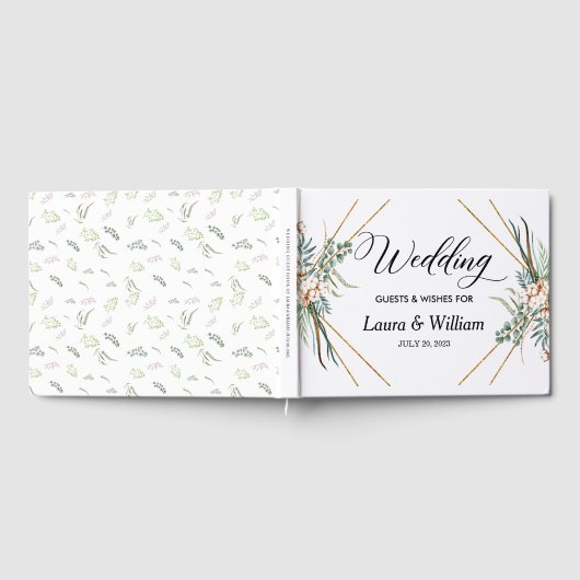 Boho Cotton Greenerenery Glitzer Frame Script Wedd Gästebuch (Voll)