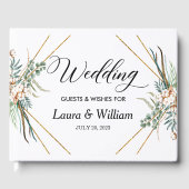 Boho Cotton Greenerenery Glitzer Frame Script Wedd Gästebuch (Vorderseite)