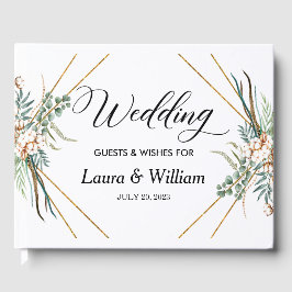 Boho Cotton Greenerenery Glitzer Frame Script Wedd Gästebuch