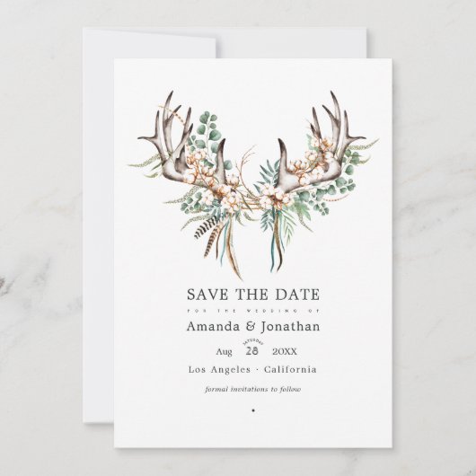 Boho Cotton und Eucalyptus Boho Wedding Foto Save The Date (Vorderseite)