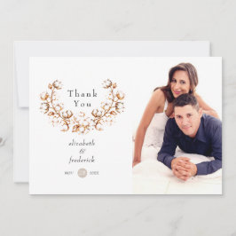 Boho Cotton Wedding Foto Dankeskarte