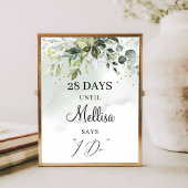 Boho Countdown-Schild: Aquarellgrün Poster