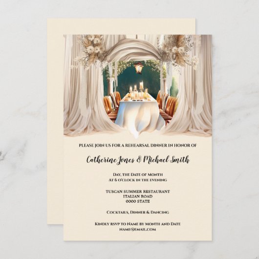 Boho Country Aquarell Esstisch Blumenchic Einladung (Vorne/Hinten)