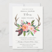 BOHO COUNTRY BLUSH ANTLER FLORAL BRIDAL SHOWER EINLADUNG (Vorderseite)