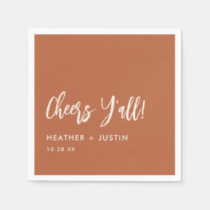 Boho Country Cheers Y'all Texas Wedding Napkins Serviette