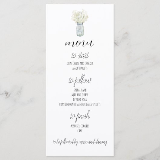 Boho Country Chic Dinner Menü Menükarte (Vorderseite)