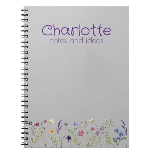 Boho Country Floral daisy Aquarellfarbe graue Note Notizblock (Vorderseite)