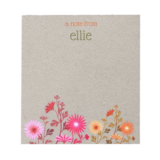 Boho Country Floral Kraft Notizblock (Vorderseite)