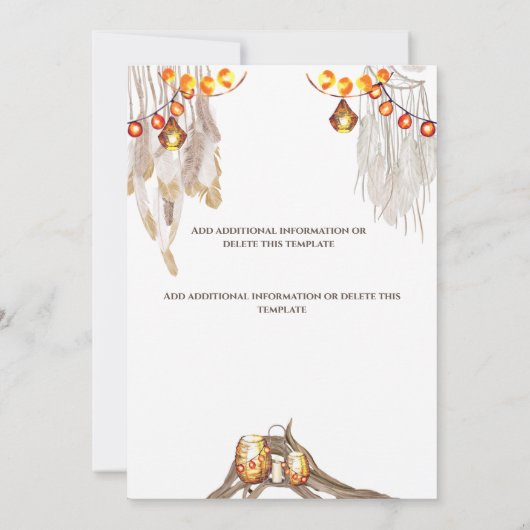 Boho Country Makrame Lichter fether Laterne Save The Date (Rückseite)