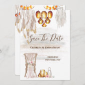 Boho Country Makrame Lichter fether Laterne Save The Date (Vorne/Hinten)