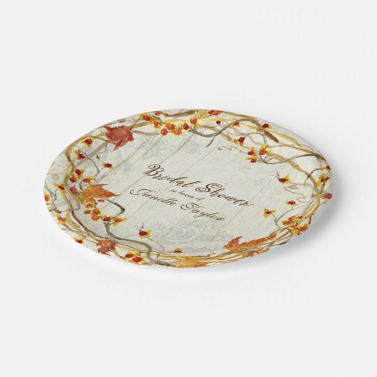 Boho Country Rustic Herbst Brautparty Pappteller (Schrägansicht)