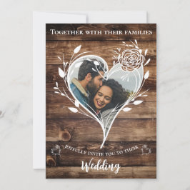 Boho Country Rustic Wood Foto WeddIng Einladung