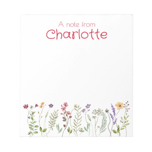 Boho Country Vintage Wildblume Aquarell Notizblock (Vorderseite)