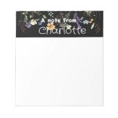 Boho Country Wildblume Aquarell, schwarz Notepad Notizblock (Vorderseite)
