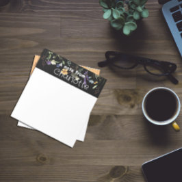 Boho Country Wildblume Aquarell, schwarz Notepad Notizblock