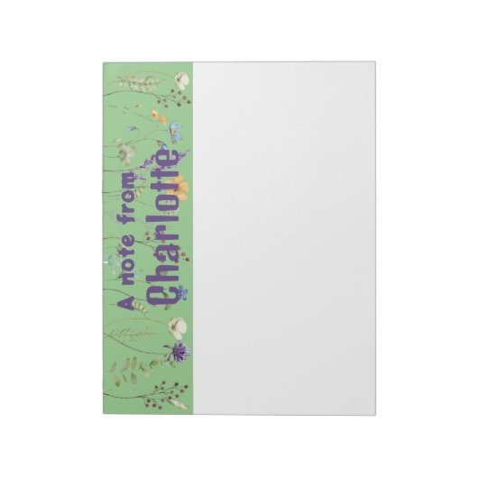 Boho Country Wildblume Aquarellfarbe, grün Notepad Notizblock (Rotiert)
