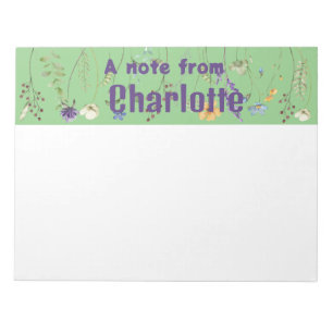 Boho Country Wildblume Aquarellfarbe, grün Notepad Notizblock