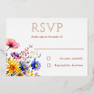 Boho Country Wildblume Wedding RSVP Folieneinladung