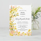 Boho Country Yellow Pink Wildblumen Brautparty Einladung (Stehend Vorderseite)