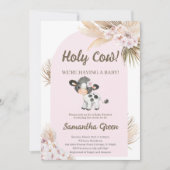 Boho Cow Baby Shower Einladung (Vorderseite)