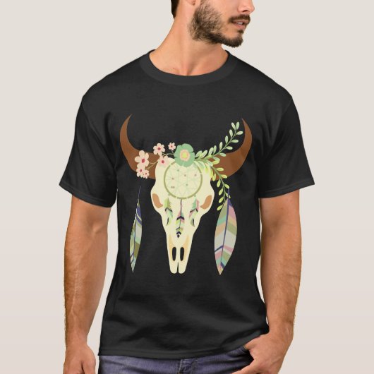 Boho Cow Skull Dreamcatcher - T-Shirt (Vorderseite)