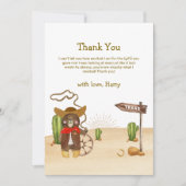 Boho Cowboy Bear Western Rodeo Cactus Baby Shower Dankeskarte (Vorderseite)