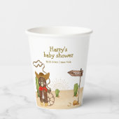 Boho Cowboy Bear Western Rodeo Cactus Baby Shower Pappbecher (Vorderseite)