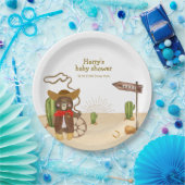Boho Cowboy Bear Western Rodeo Cactus Baby Shower Pappteller (Party)