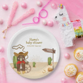 Boho Cowboy Bear Western Rodeo Cactus Baby Shower Pappteller (Party)