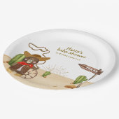 Boho Cowboy Bear Western Rodeo Cactus Baby Shower Pappteller (Schrägansicht)
